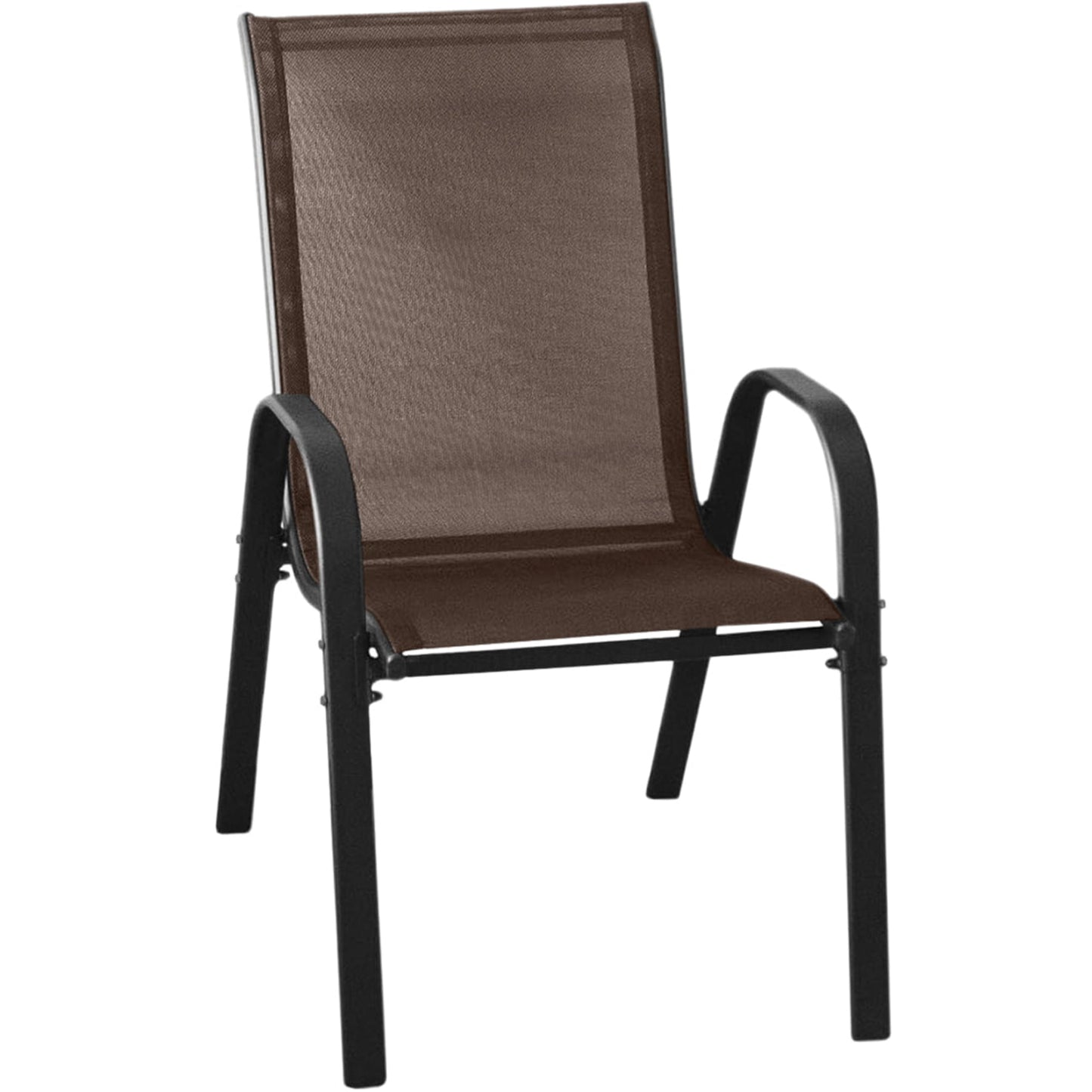 4er Set Gartenstühle, stapelbar, Hochlehner Gartenstühle, Terrassenmöbel, stapelbare Gartenstühle, Balkonstühle, Outdoorstühle | Textilene-Sitzfläche & Metallbeine | 56x43x91cm (BxTxH)