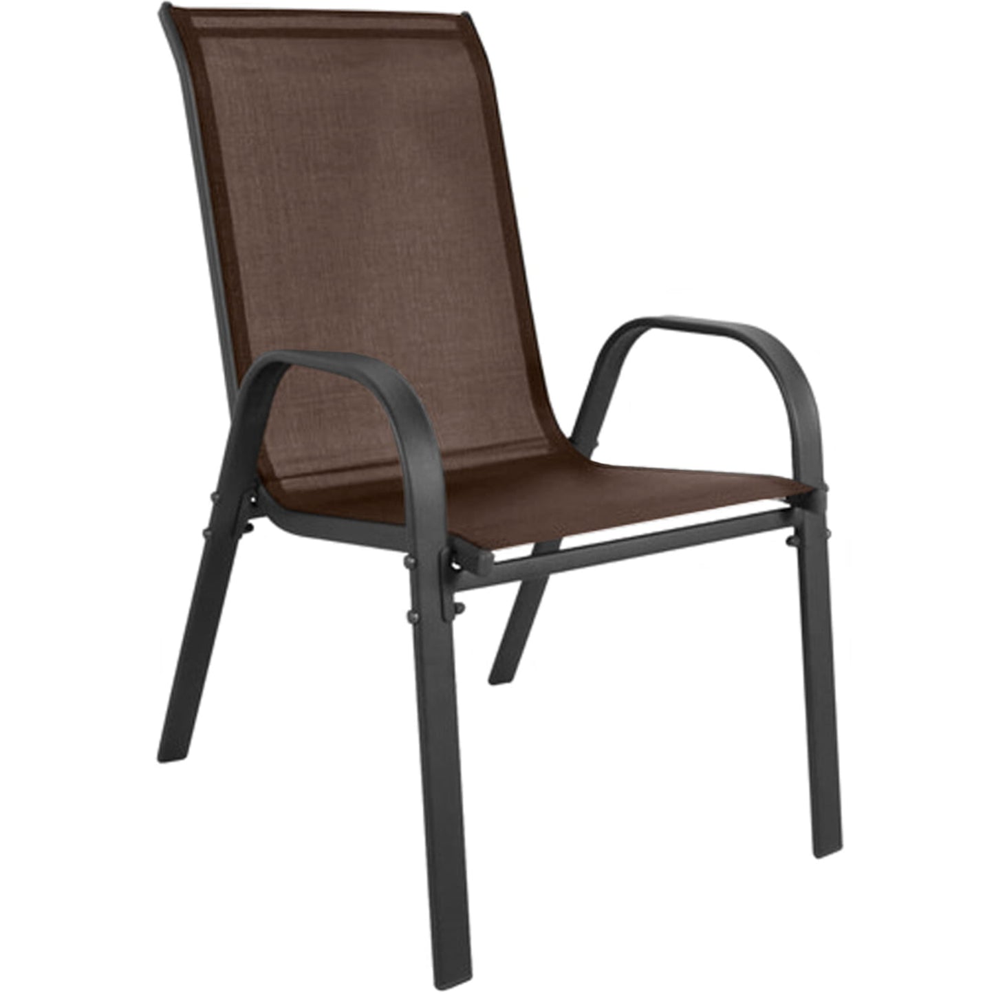 4er Set Gartenstühle, stapelbar, Hochlehner Gartenstühle, Terrassenmöbel, stapelbare Gartenstühle, Balkonstühle, Outdoorstühle | Textilene-Sitzfläche & Metallbeine | 56x43x91cm (BxTxH)