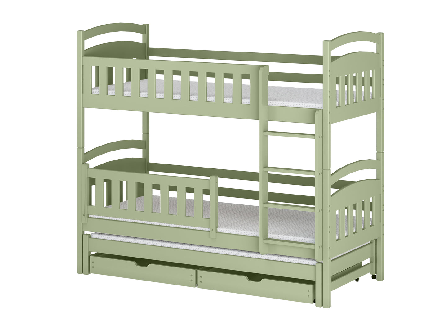 Hochbett 90x200 Etagenbett Kinderbett Jugendbett Stockbett 3 Kinder, zwei Schubladen & Rausfallschutz Kinder Bett umbaubar in 3 Einzelbetten | von 4. bis 18. Lebensjahr | inkl. Lattenrosten