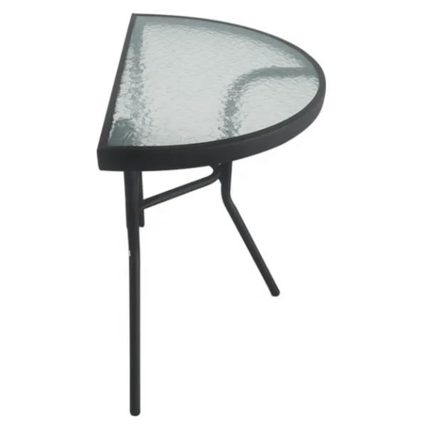 Gartentisch Balkontisch Beistelltisch Outdoor Balkonmöbel kleiner Balkon Bistrotisch kleiner Balkontisch Halbrund und Quadratisch Platte aus gehärtetem Glas, pulverbeschichteter Metallrahmen | Schwarz