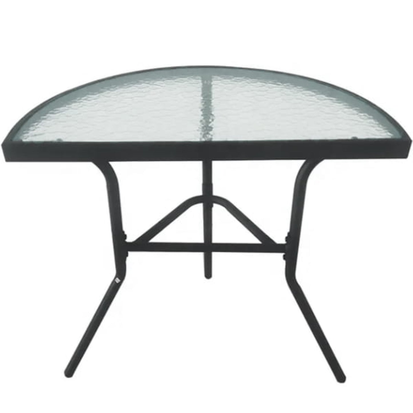 Gartentisch Balkontisch Beistelltisch Outdoor Balkonmöbel kleiner Balkon Bistrotisch kleiner Balkontisch Halbrund und Quadratisch Platte aus gehärtetem Glas, pulverbeschichteter Metallrahmen | Schwarz