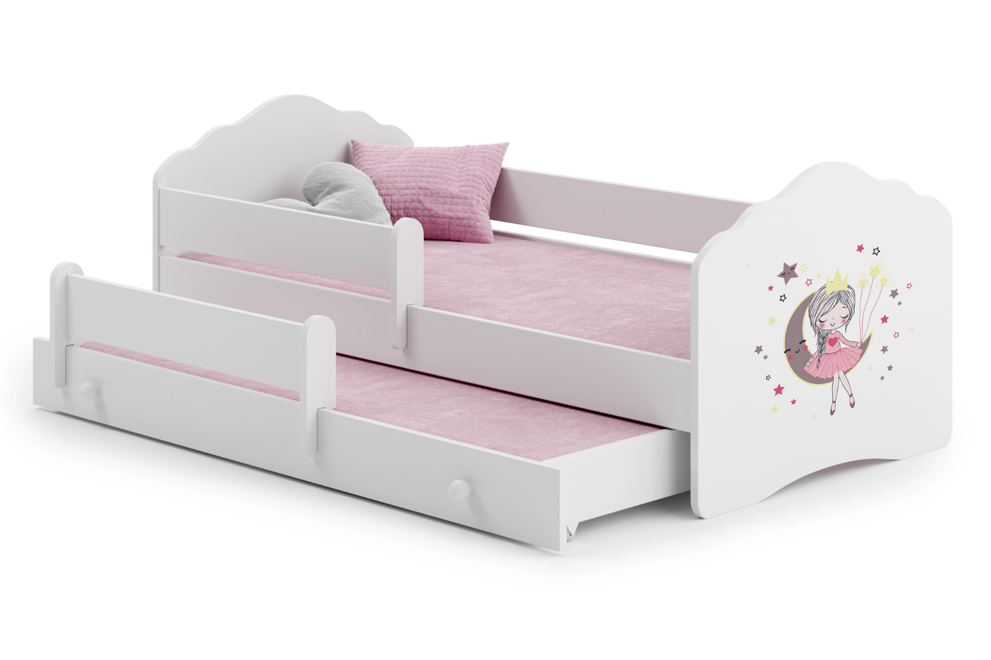 Kinderbett 70x140 & 80x160 cm mit Matratze und Schublade, Lattenrost & abnehmbarer Rausfallschutz Bett für Kinder Bett komplett Set Bed Rausfallschutz Kinderbett Jugendbett Einzelbett Komplettbett
