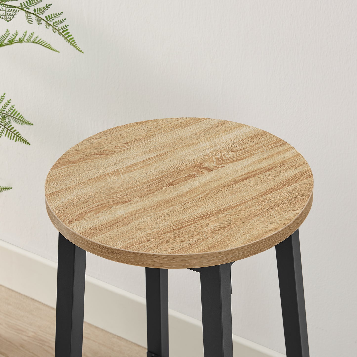 Barhocker Küchenhocker Küchenstuhl Thekenstuhl Tresenhocker Barstuhl | Stabil + platzsparend mit Fußstütze | Spanplatte & Stahl bis 100 kg Belastbarkeit | Ø 32×H 65 cm