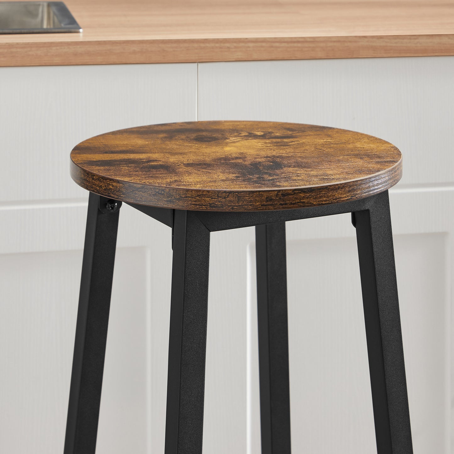 Barhocker Küchenhocker Küchenstuhl Thekenstuhl Tresenhocker Barstuhl | Stabil + platzsparend mit Fußstütze | Spanplatte & Stahl bis 100 kg Belastbarkeit | Ø 32×H 65 cm