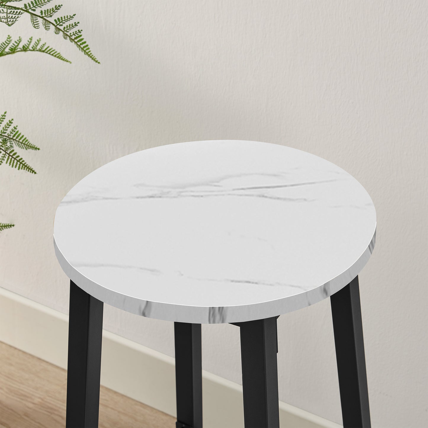 Barhocker Küchenhocker Küchenstuhl Thekenstuhl Tresenhocker Barstuhl | Stabil + platzsparend mit Fußstütze | Spanplatte & Stahl bis 100 kg Belastbarkeit | Ø 32×H 65 cm