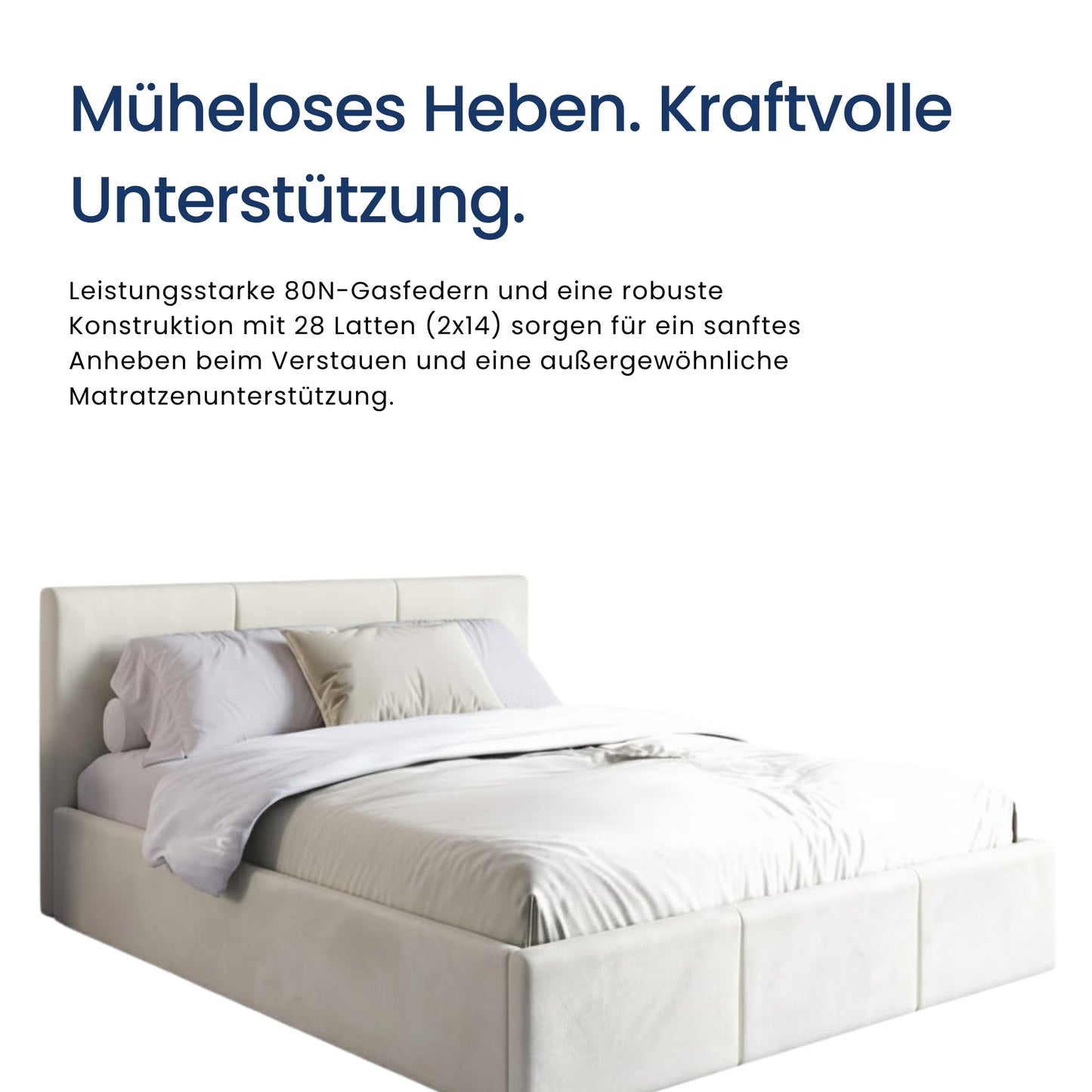Home Collective Polsterbett, Bett mit Stauraum, Stauraumbett mit Lattenrost gepolstert Bett mit Kopfteil Boxspringbett | Bettkasten mit Gasdruckfedern, Metallrahmen, Samtpolsterung | 120×200 | 140x200 | 160x200 | 180x200 cm
