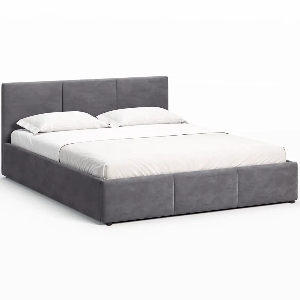 Bett 140x200 / 160x200 cm Doppelbett Polsterbett Bettgestell mit Lattenrost aus Metall, hydraulischer Bettkasten, Samtbezug in beige oder dunkelgrau, viel Stauraum, modern & pflegeleicht