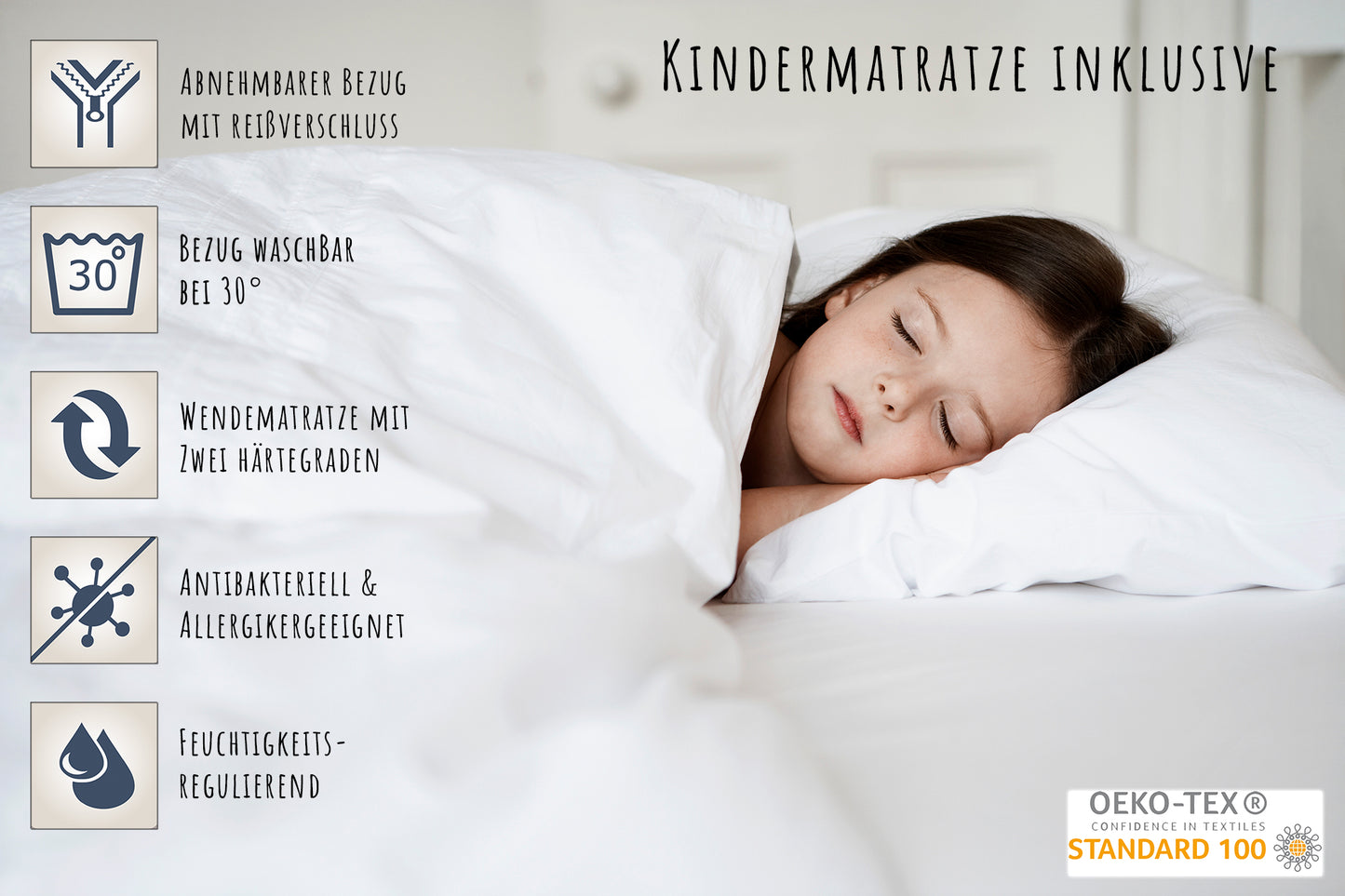 Kids Collective Kinderbett 70x140 / 80x160 Komplett Set inkl. Matratze, Lattenrost, Schublade & Rausfallschutz | Einzelbett für Kinder von 2 – 10 Jahren | weiß mit wählbarem Motiv