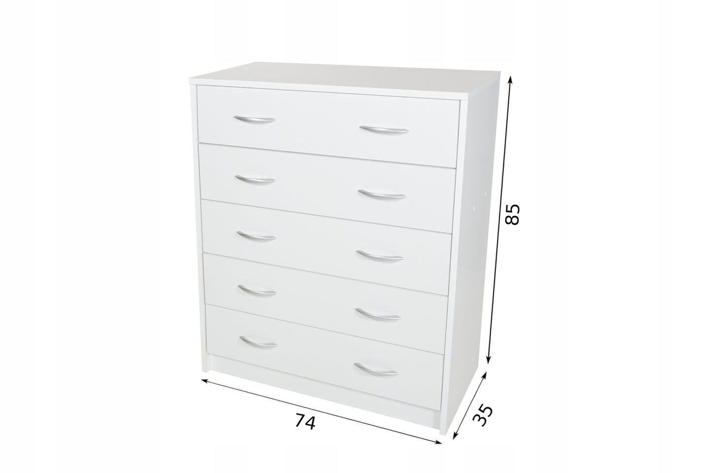 Schuhschrank in weiß mit fünf Fächern, Flur, Schlafzimmer, Schuhregal, Schuh Schrank schmal 85x74x35cm (HxBxT)