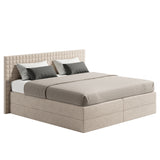 Home Collective Boxspringbett 160x200 180x200 200x200 Bett Doppelbett Polsterbett Bonnell H2 & Kaltschaum H3 Matratze, gepolstertes Kopfteil | VARDO-Stoff