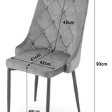 Esszimmerstuhl Küchenstuhl Bürostuhl Stuhl Samtiges Sitzmaterial mit schwarzen Metallbeinen, 120 kg Sitzlast, Bequemer ergonomischer, weicher samtgepolsterter Sitz, schwarze Beine