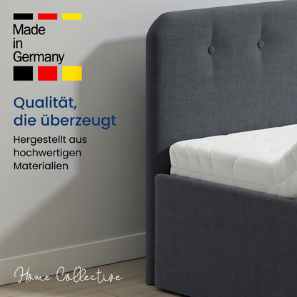 Home Collective Polsterbett 100x200 | 120x200 | 140x200 | 160x200 | 180x200 | 200x200 Doppelbett Bett mit verstellbarem Lattenrost & Stauraum, wählbare Matratze (Federkern H2 / Kaltschaum H3)