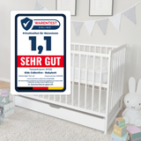 Babybett Kinderbett 60x120 Gitterbett Baby Bett Komplett-Set mit Matratze Beistellbett mitwachsend, Lattenrost höhenverstellbar mit abnehmbaren Sprossen, mit Schublade | weiß Kiefer-Vollholz