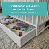 Babybett Kinderbett 60x120 Gitterbett Baby Bett Komplett-Set mit Matratze Beistellbett mitwachsend, Lattenrost höhenverstellbar mit abnehmbaren Sprossen, mit Schublade | weiß Kiefer-Vollholz