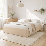 Home Collective Polsterbett 140x200 160x200 180x200 200x200 cm Doppelbett Bett ohne Kopfteil mit verstellbarem Lattenrost & Stauraum, wählbare Matratze (Ohne / H2 / H3) | Lederoptik Velours | Schlafzimmer Möbel
