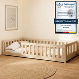 Kinderbett Bodenbett 80x160 | 80x180 | 90x190 | 90x200 | 120x200 | 140x200 cm Bett mit Rausfallschutz & Lattenrost Montessori Bett Gitterbett Kinder Jugendbett Einzelbett optional mit Matratze | Kiefer Holz massiv Junge Mädchen
