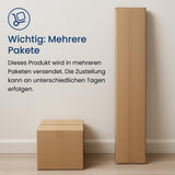 Mehrzweckschrank mit 8 Fächern Besenschrank Haushaltsschrank in mattem Finish mit 6 Einlegeböden und 2 Türen, 74 cm breit aus Laminatplatte und hochwertigen Polymergriffen