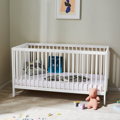 Lit bébé lit bébé 60x120 | Barreaux de 70 x 140 cm réglables en hauteur et amovibles, en option avec tiroir et matelas | Bois de hêtre blanc ou naturel très stable Fabriqué en Europe