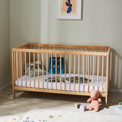 Lit bébé lit bébé 60x120 | Barreaux de 70 x 140 cm réglables en hauteur et amovibles, en option avec tiroir et matelas | Bois de hêtre blanc ou naturel très stable Fabriqué en Europe