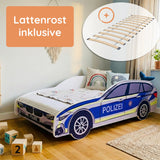Lit voiture lit enfant lit jeune 70x140 | 80x160 cm avec protection antichute et matelas (en option) | police