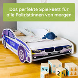 Lit voiture lit enfant lit jeune 70x140 | 80x160 cm avec protection antichute et matelas (en option) | police