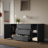 Home Collective Kommode Sideboard mit Schubladen | modern Sideboard Wohnzimmer Schlafzimmer Flur Möbel | 150x40x70 cm | 3 Schubladen & 2 Türen