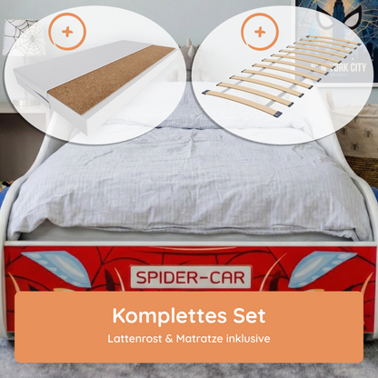 Lit de voiture lit d'enfant lit d'adolescent 70x140 | 80x160 avec protection antichute et matelas | Lit de jeu pour enfants Racer