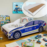 Lit voiture lit enfant lit jeune 70x140 | 80x160 cm avec protection antichute et matelas (en option) | police
