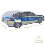 Lit voiture lit enfant lit jeune 70x140 | 80x160 cm avec protection antichute et matelas (en option) | police