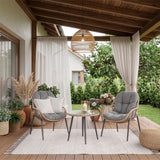 Home Collective Gartenmöbel Set Balkonmöbel Lounge Möbel Outdoor Outdoormöbel | 3-teilig | 2 Stühle 1 Beistelltisch Ø 56 cm | abziehbare Kissen Klarglas Tisch | Garten Terrasse Balkon | Natur Schwarz