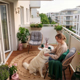 Home Collective Gartenmöbel Set Balkonmöbel Lounge Möbel Outdoor Outdoormöbel | 3-teilig | 2 Stühle 1 Beistelltisch Ø 56 cm | abziehbare Kissen Klarglas Tisch | Garten Terrasse Balkon | Natur Schwarz
