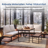Home Collective Gartenmöbel Set Balkonmöbel Lounge Möbel Outdoormöbel | 4-teilig Ecklounge | 2 Sofas 1 Bank 1 Tisch 110 cm | abziehbare Kissen in beige, Polywood | Garten Terrasse Balkon | Schwarz