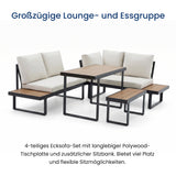 Home Collective Gartenmöbel Set Balkonmöbel Lounge Möbel Outdoormöbel | 4-teilig Ecklounge | 2 Sofas 1 Bank 1 Tisch 110 cm | abziehbare Kissen in beige, Polywood | Garten Terrasse Balkon | Schwarz