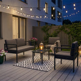 Home Collective Gartenmöbel Set Balkonmöbel Lounge Möbel Outdoor Outdoormöbel | 4-teilig | 2-Sitzer 2 Sessel 1 Tisch | abziehbare Kissen in grau Glastisch | Garten Terrasse Balkon | Anthrazit