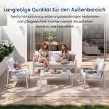 Home Collective Gartenmöbel Set Lounge Möbel Outdoor Outdoormöbel | 4-teilig | 3-Sitzer Sofa 2 Stühle 1 Tisch | abziehbare Kissen Metallgestell | Möbel Garten Terrasse Balkon | Weiß