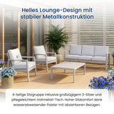 Home Collective Gartenmöbel Set Lounge Möbel Outdoor Outdoormöbel | 4-teilig | 3-Sitzer Sofa 2 Stühle 1 Tisch | abziehbare Kissen Metallgestell | Möbel Garten Terrasse Balkon | Weiß