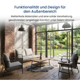 Home Collective Gartenmöbel Set Lounge Möbel Outdoor Outdoormöbel | 5-teilig | 2-Sitzer Sofa 2 Stühle Couchtisch Beistelltisch | abziehbare Kissen Polywood | Garten Terrasse Balkon | Grau/Schwarz