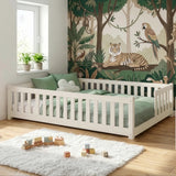 Kinderbett Bodenbett mit Rausfallschutz & Lattenrost Montessori Bett Bed Gitterbett Kinder Jugendbett Einzelbett | Verfügbare Größen: 80x160, 80x180, 90x190, 90x200, 120x200, 140x200 cm