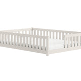 Kinderbett Bodenbett mit Rausfallschutz & Lattenrost Montessori Bett Bed Gitterbett Kinder Jugendbett Einzelbett | Verfügbare Größen: 80x160, 80x180, 90x190, 90x200, 120x200, 140x200 cm