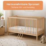 Kids Collective Babybett Kinderbett Gitterbett mit Rausfallschutz Baby Bett | stabiles Buchenholz | Juniorbett | made in Europe | Kinderzimmer Jugendzimmer Möbel | 60x120 & 70x140 cm