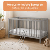 Kids Collective Babybett Kinderbett Gitterbett mit Rausfallschutz Baby Bett | stabiles Buchenholz | Juniorbett | made in Europe | Kinderzimmer Jugendzimmer Möbel | 60x120 & 70x140 cm