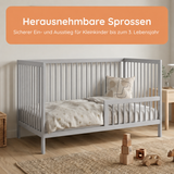 Kids Collective Babybett Kinderbett Gitterbett mit Rausfallschutz Baby Bett | stabiles Buchenholz | Juniorbett | made in Europe | Kinderzimmer Jugendzimmer Möbel | 60x120 & 70x140 cm