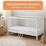 Kids Collective Babybett Kinderbett Gitterbett mit Rausfallschutz Baby Bett | stabiles Buchenholz | Juniorbett | made in Europe | Kinderzimmer Jugendzimmer Möbel | 60x120 & 70x140 cm