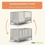 Kids Collective Babybett Kinderbett Gitterbett mit Rausfallschutz Baby Bett | stabiles Buchenholz | Juniorbett | made in Europe | Kinderzimmer Jugendzimmer Möbel | 60x120 & 70x140 cm