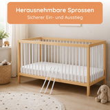 Kids Collective Babybett Kinderbett Gitterbett mit Rausfallschutz Baby Bett | stabiles Buchenholz | Juniorbett | made in Europe | Kinderzimmer Jugendzimmer Möbel | 60x120 & 70x140 cm