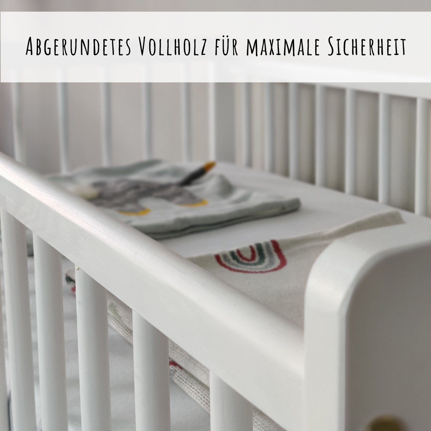 Babybett mit Matratze und Schublade Kinderbett Gitterbett 60x120 höhenverstellbar & herausnehmbare Sprossen | weiss sehr stabil Made in Europe