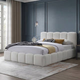 Home Collective Polsterbett Doppelbett Bett 140x200 160x200 180x200 cm Bettgestell mit Lattenrost weicher Bezug | gepolstertes Kopfteil, robustes Gestell, hoher Liegekomfort | moderne Steppung | Creme