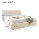 Home Collective Bett Doppelbett Polsterbett Bettgestell mit Lattenrost & Stauraum 120x200 140x200 160x200 180x200 cm mit Bettkasten, Kopfteil mit 3 Paneelen | weicher Samt | Creme und Aschgrau