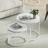 Table basse lot de 2 tables d'appoint rondes design loft 2 en 1 surface emboîtable résistante aux rayures, salon | 53cm et 43cm de large