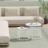 Table basse lot de 2 tables d'appoint rondes design loft 2 en 1 surface emboîtable résistante aux rayures, salon | 53cm et 43cm de large